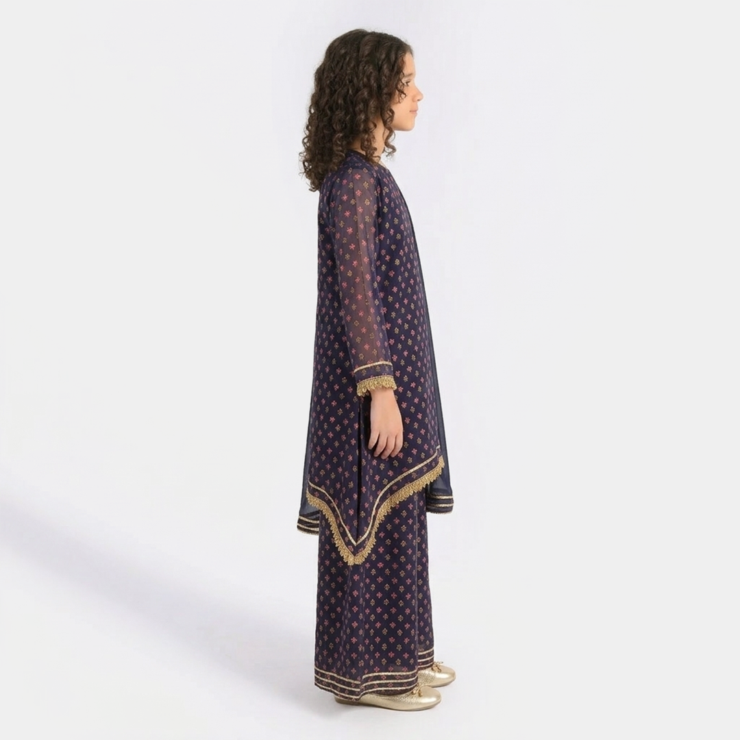 Teens Girls Chiffon 3-Piece Suit (Reet) - Purple