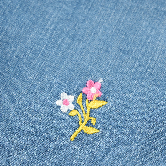 Infant Girls Denim Pants (Embroidered Flower) - Light Blue