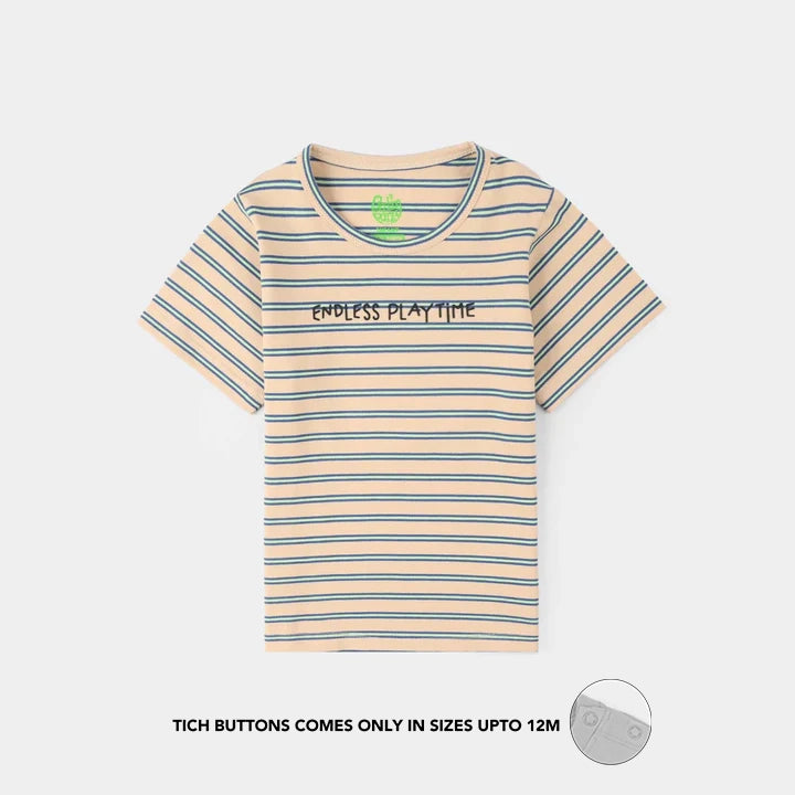 Infant Boys Yarn Dyed Round Neck T-Shirt - Brown