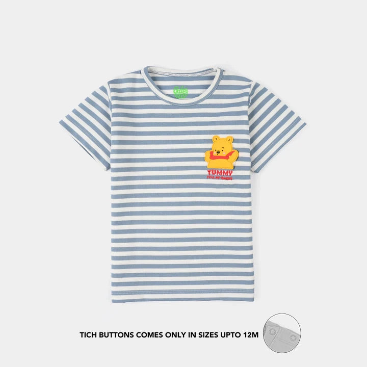 Infant Boys Yard Dyed Round Neck T-Shirt - Blue