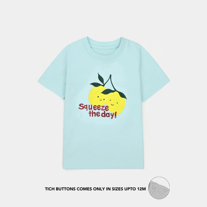 Infant Girls Jersey/Terry T-Shirt (Squeeze the Day) - Blue