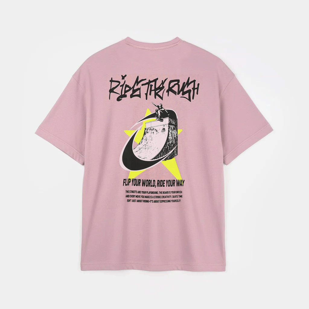 Boys Cotton Jersey T-Shirt (RIDE THE RUSH) - Elderberry