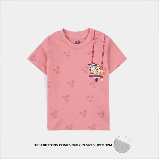 Infant Girls Jersey/Terry T-Shirt (Bluey & Bingo) - Pink