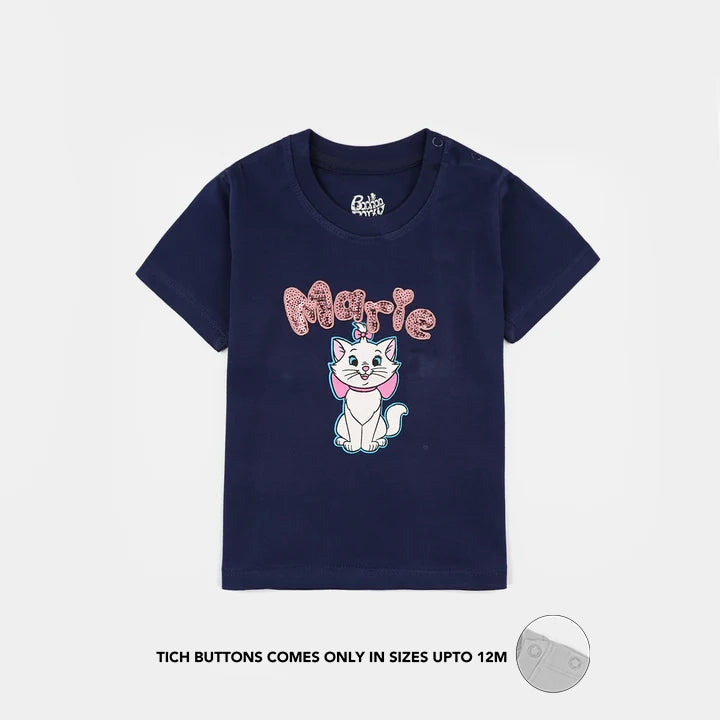 Infant Girls Jersey/Terry T-Shirt (Marie) - Navy Blue