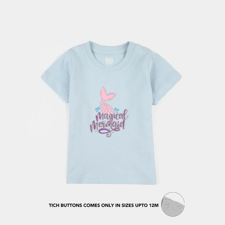 Infant Girls Jersey/Terry T-Shirt (Magical Mermaid) - Light Blue