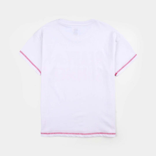Girls Jersey/Terry T-Shirt (Ready For Summer) - White