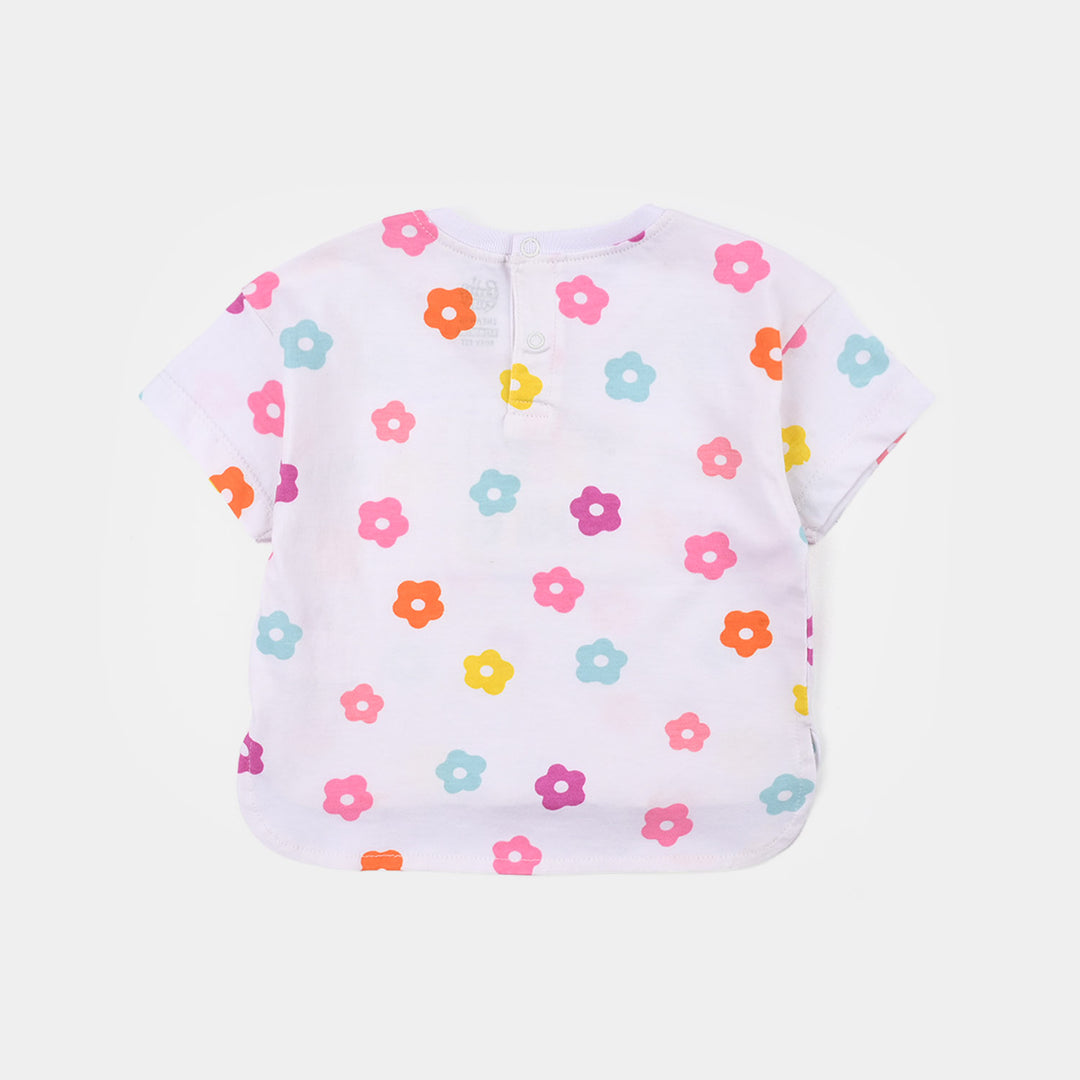 Infant Girls Jersey/Terry T-Shirt (Just Smile) - White