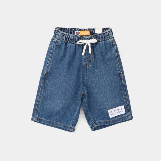 Boys Denim Rigid Shorts - Mid Blue