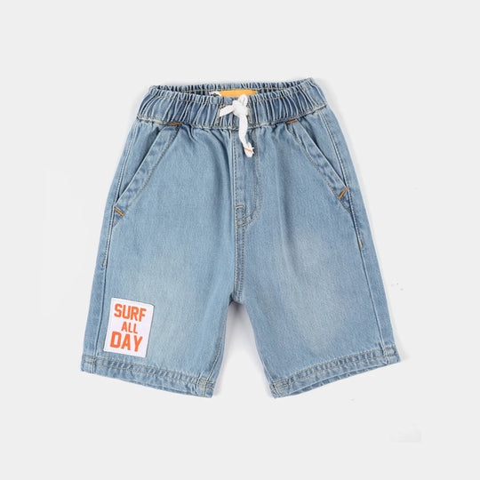 Boys Denim Rigid Shorts (Surf All Day) – Light Blue