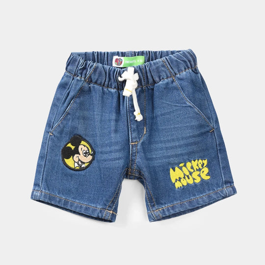 Infant Boys Denim Rigid Shorts (Micky Mouse) - Dark Blue