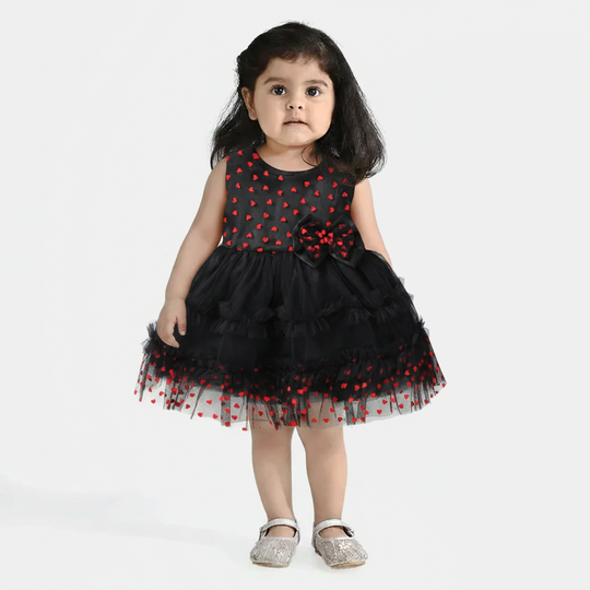 Infant Girls Net Fancy Frock - Black