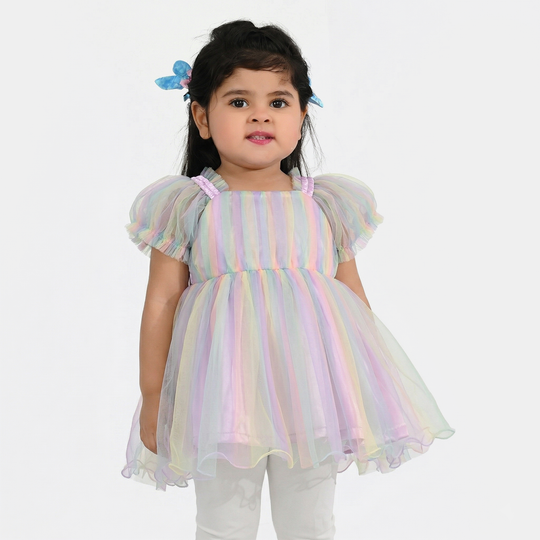 Infant Girls Net Fancy Frock (Magic Charm) - Multi