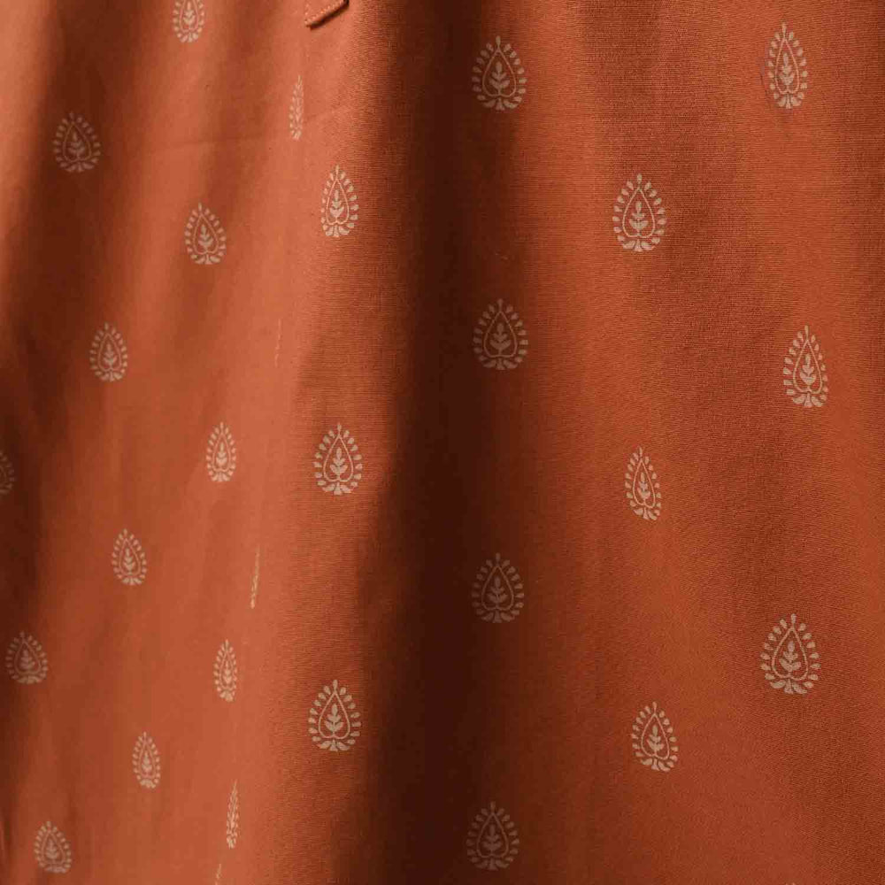 Infant Boys Cotton Poplin Printed Kurta - Brown
