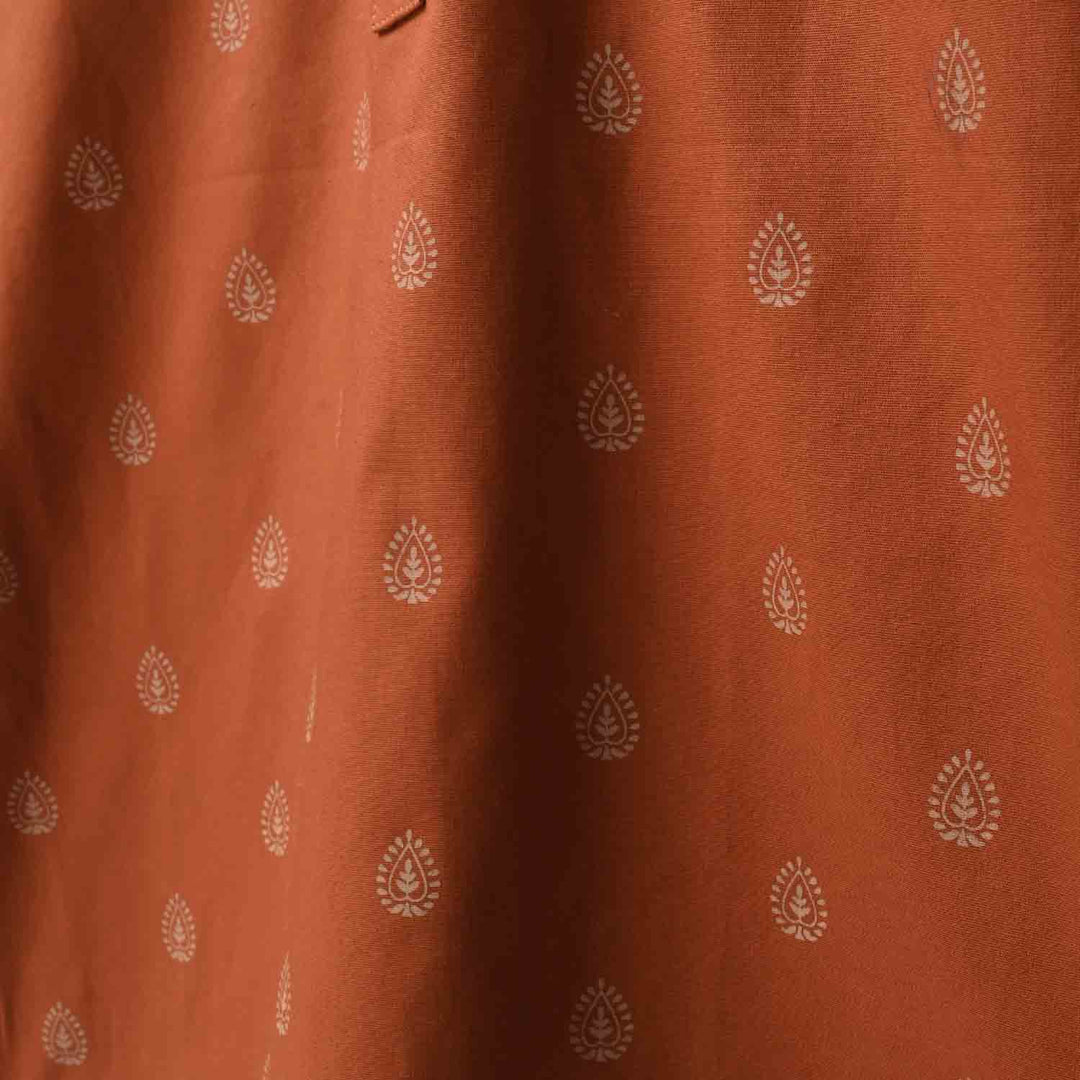 Infant Boys Cotton Poplin Printed Kurta - Brown