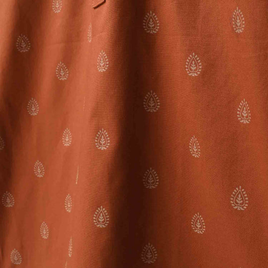 Infant Boys Cotton Poplin Printed Kurta - Brown