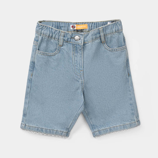 Girls Denim Rigid Shorts Lece - Light Blue