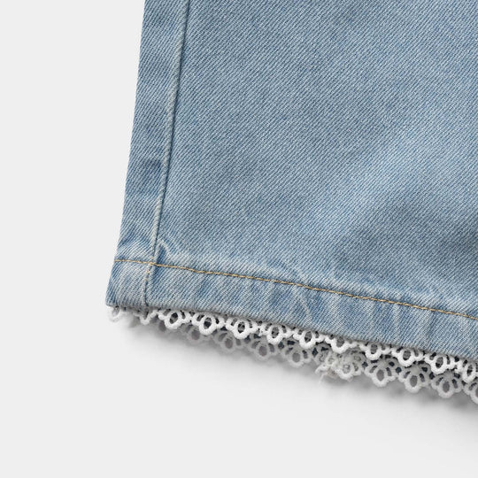 Girls Denim Rigid Shorts Lece - Light Blue