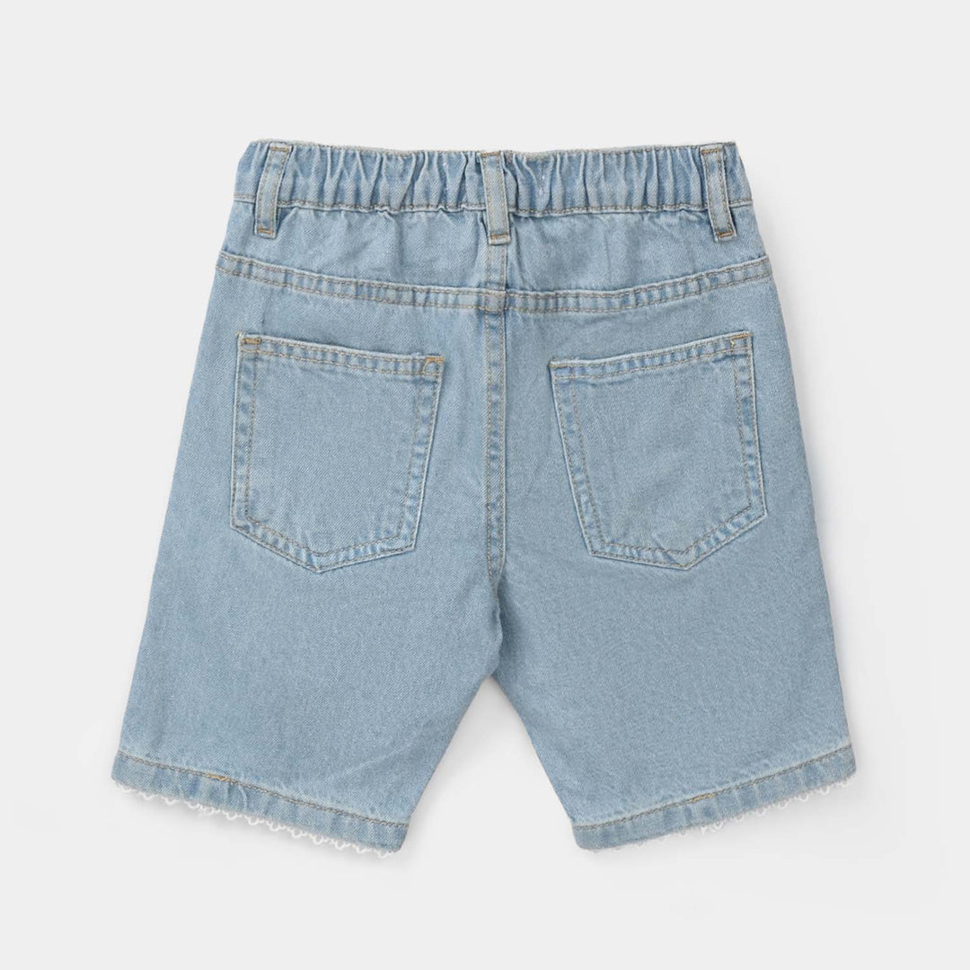 Girls Denim Rigid Shorts Lece - Light Blue