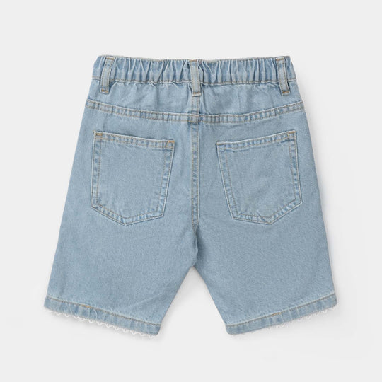 Girls Denim Rigid Shorts Lece - Light Blue