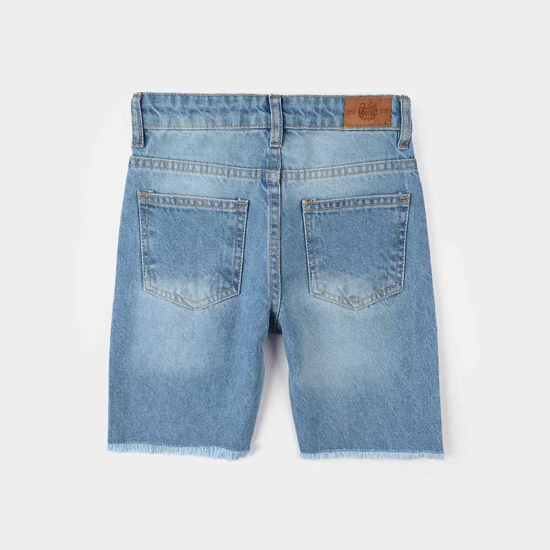 Girls Denim Rigid Short Stitch – Mid Blue