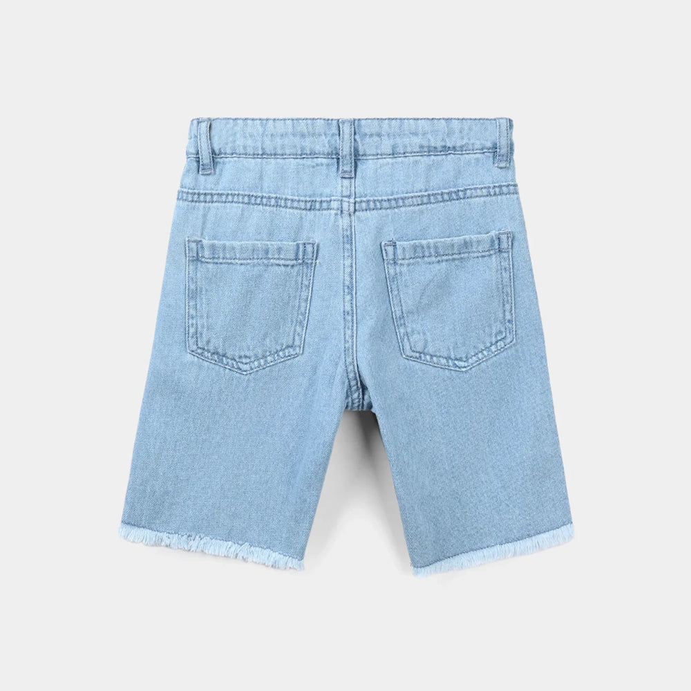 Girls Denim Rigid Shorts - Light Blue