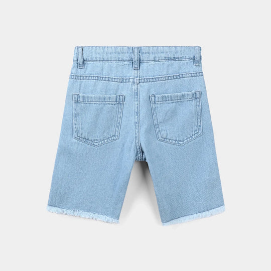Girls Denim Rigid Shorts - Light Blue