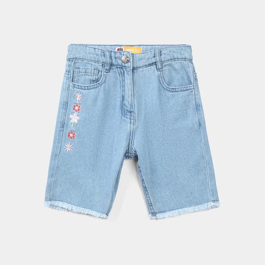 Girls Denim Rigid Shorts - Light Blue