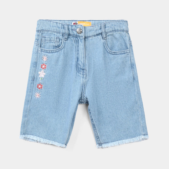 Girls Denim Rigid Shorts - Light Blue