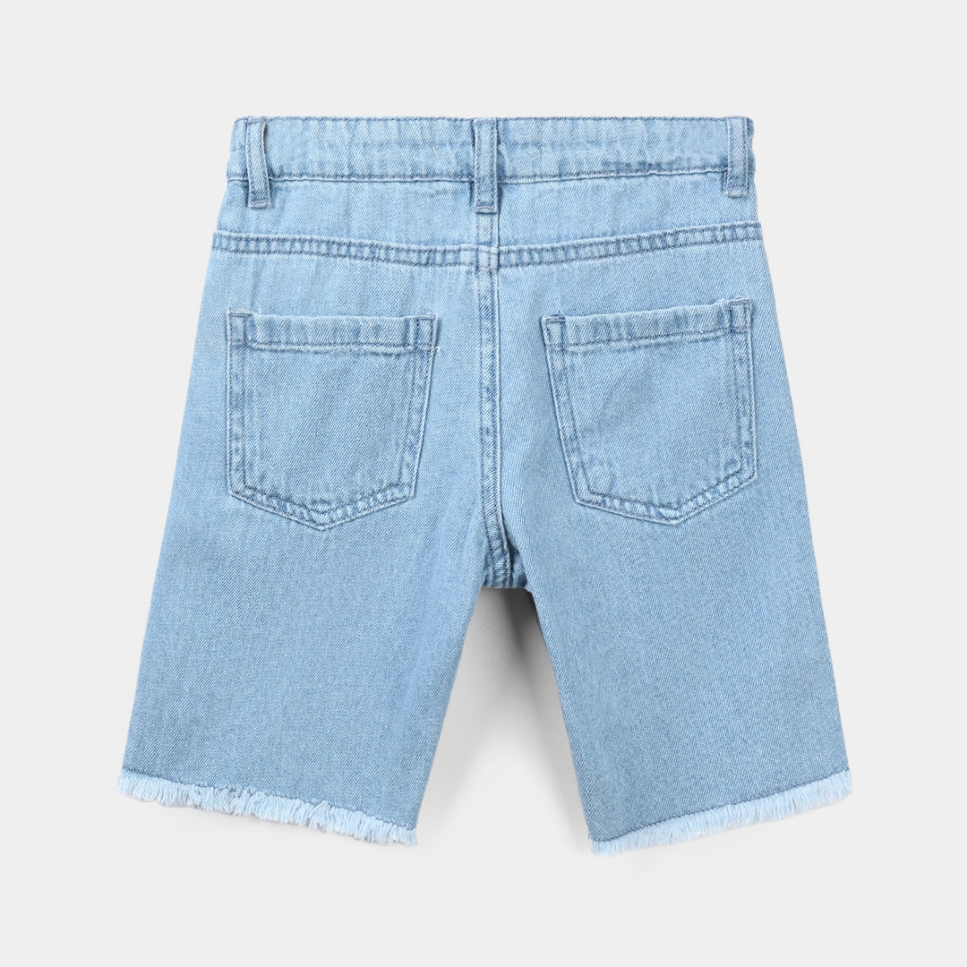 Girls Denim Rigid Shorts - Light Blue