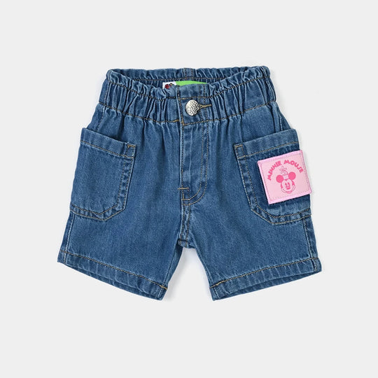 Infant Girls Denim Shorts Character - Mid Blue