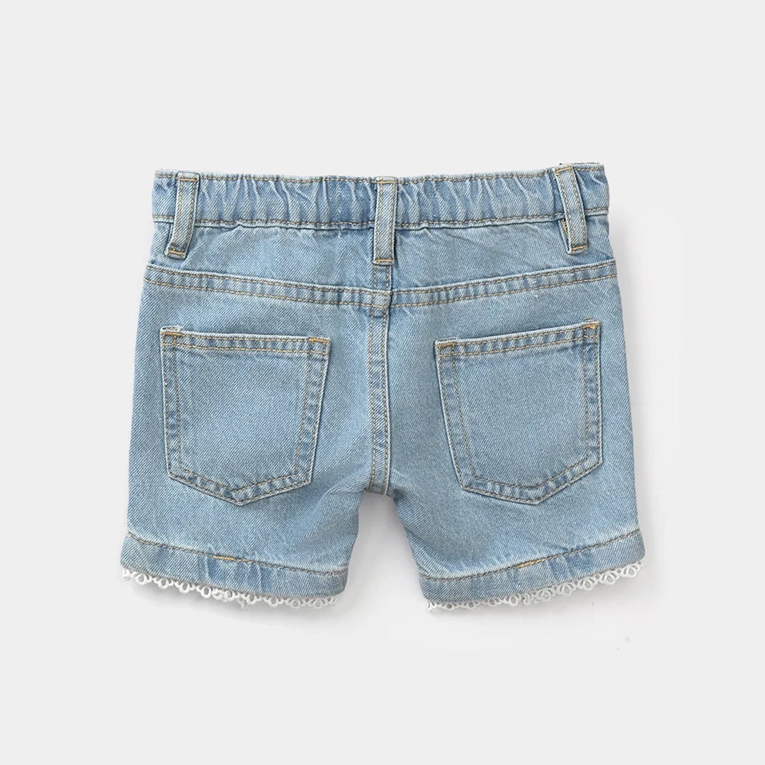 Infant Girls Denim Rigid Shorts - Light Blue