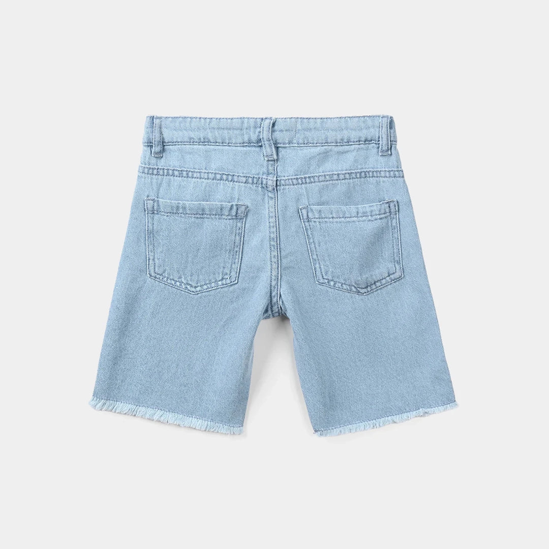 Infant Girls Denim Rigid Shorts - Light Blue