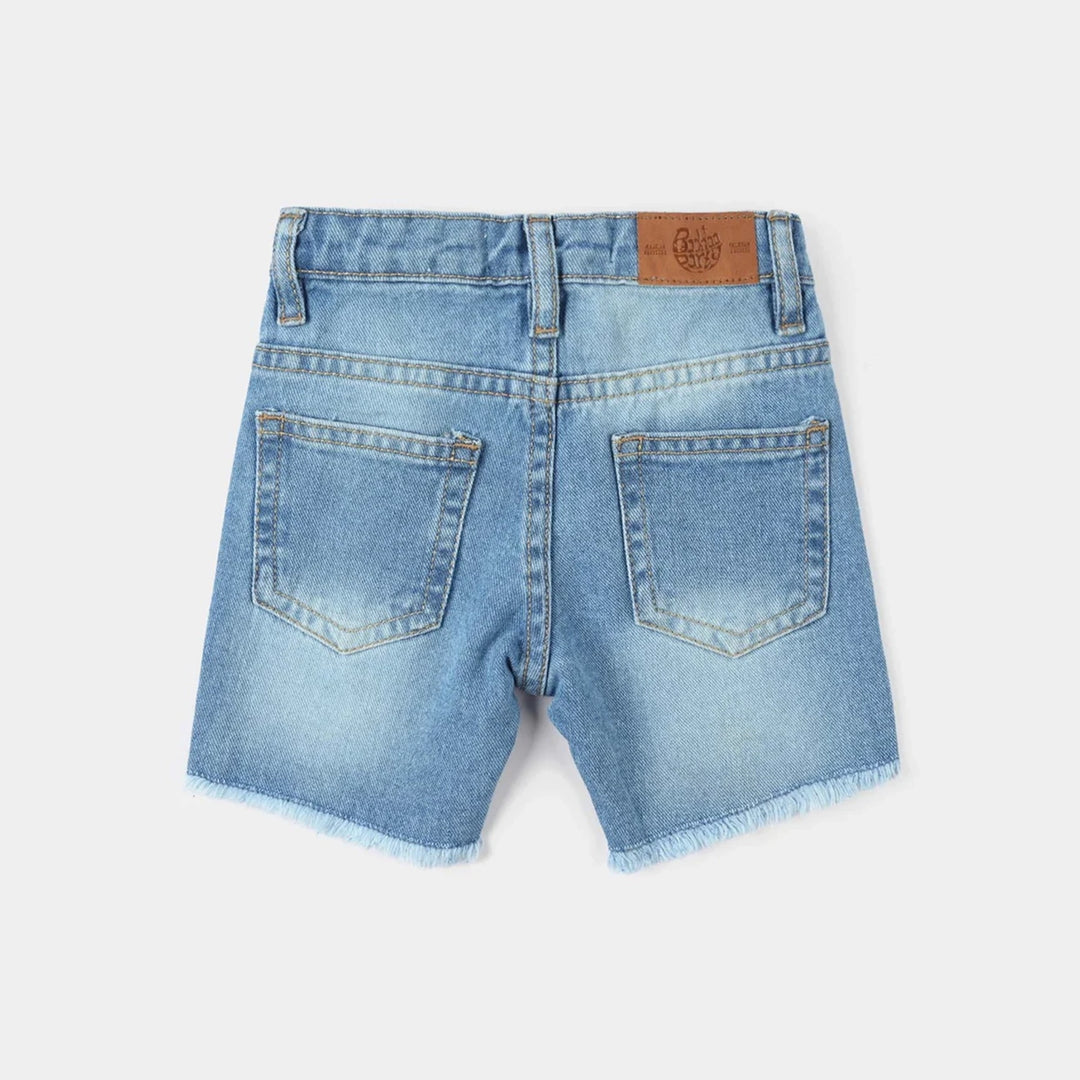 Infant Girls Denim rigid SHORT STITCH-Mid Blue