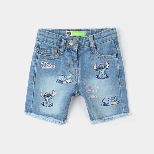 Infant Girls Denim rigid SHORT STITCH-Mid Blue