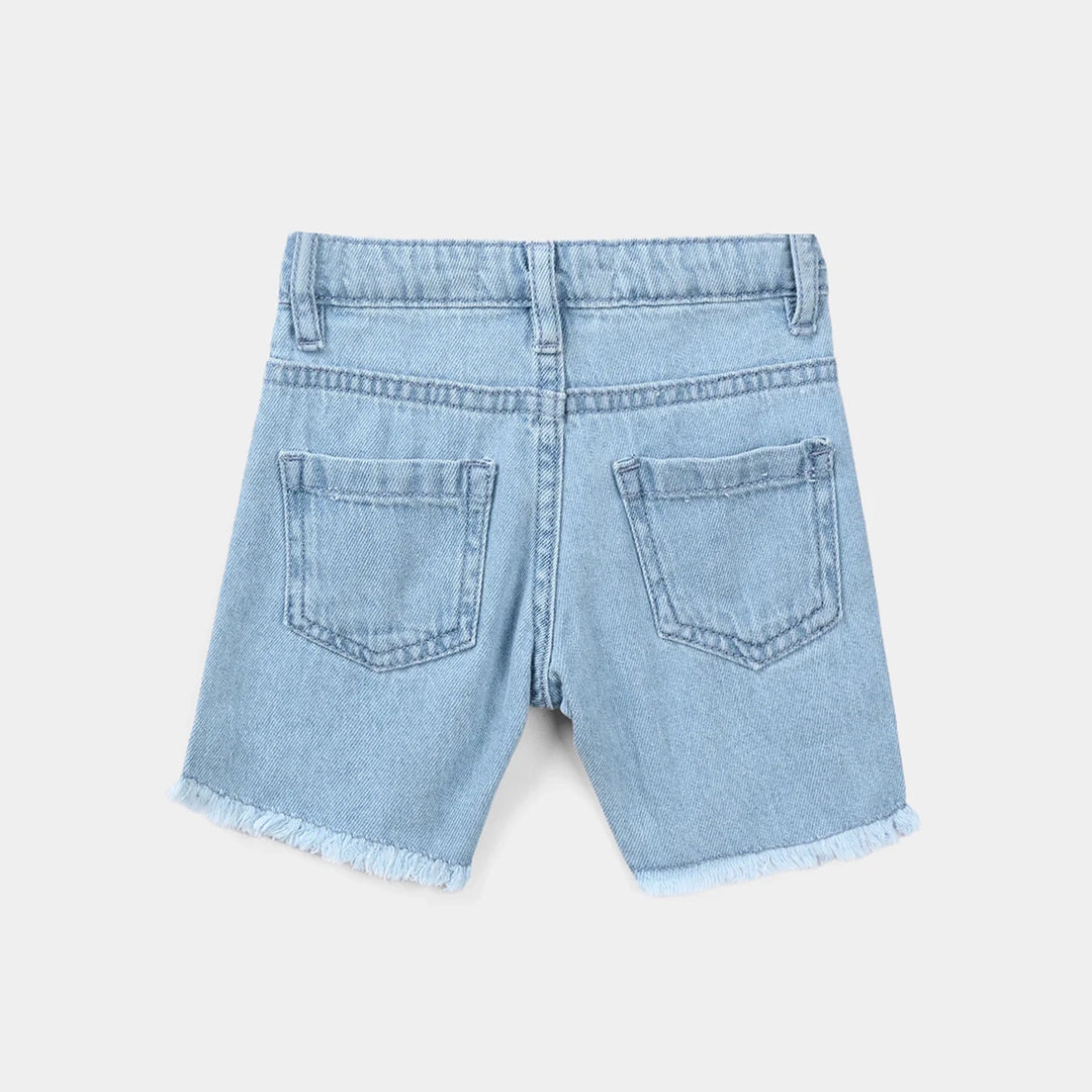 Infant Girls Denim Rigid Shorts - Light Blue