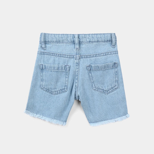 Infant Girls Denim Rigid Shorts - Light Blue