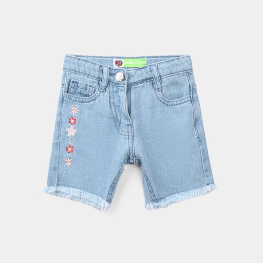 Infant Girls Denim Rigid Shorts - Light Blue