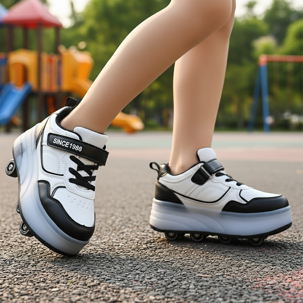 Roller Skate Walking Shoes With Four-wheel & Multi Lights
