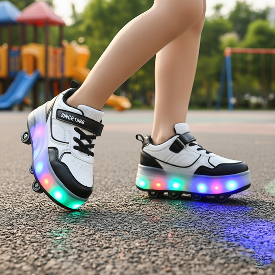 Roller Skate Walking Shoes With Four-wheel & Multi Lights