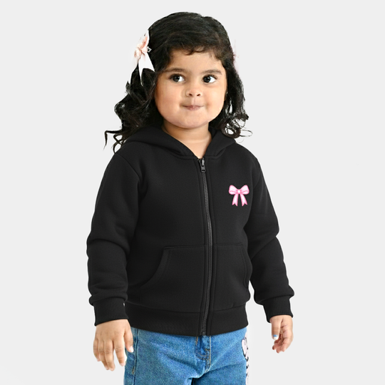 Infant Girls Fleece Jacket (Pink Bow) - Black