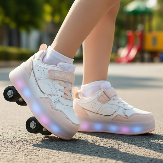 Roller Skate Walking Shoes With Four-wheel & Multi Lights