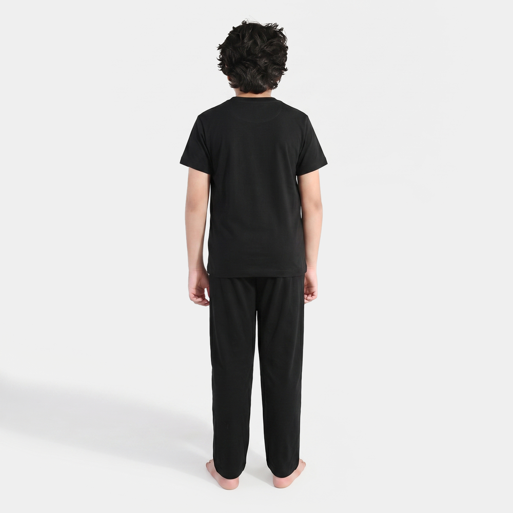 Boys PC Jersey Night Suit - Jet Black