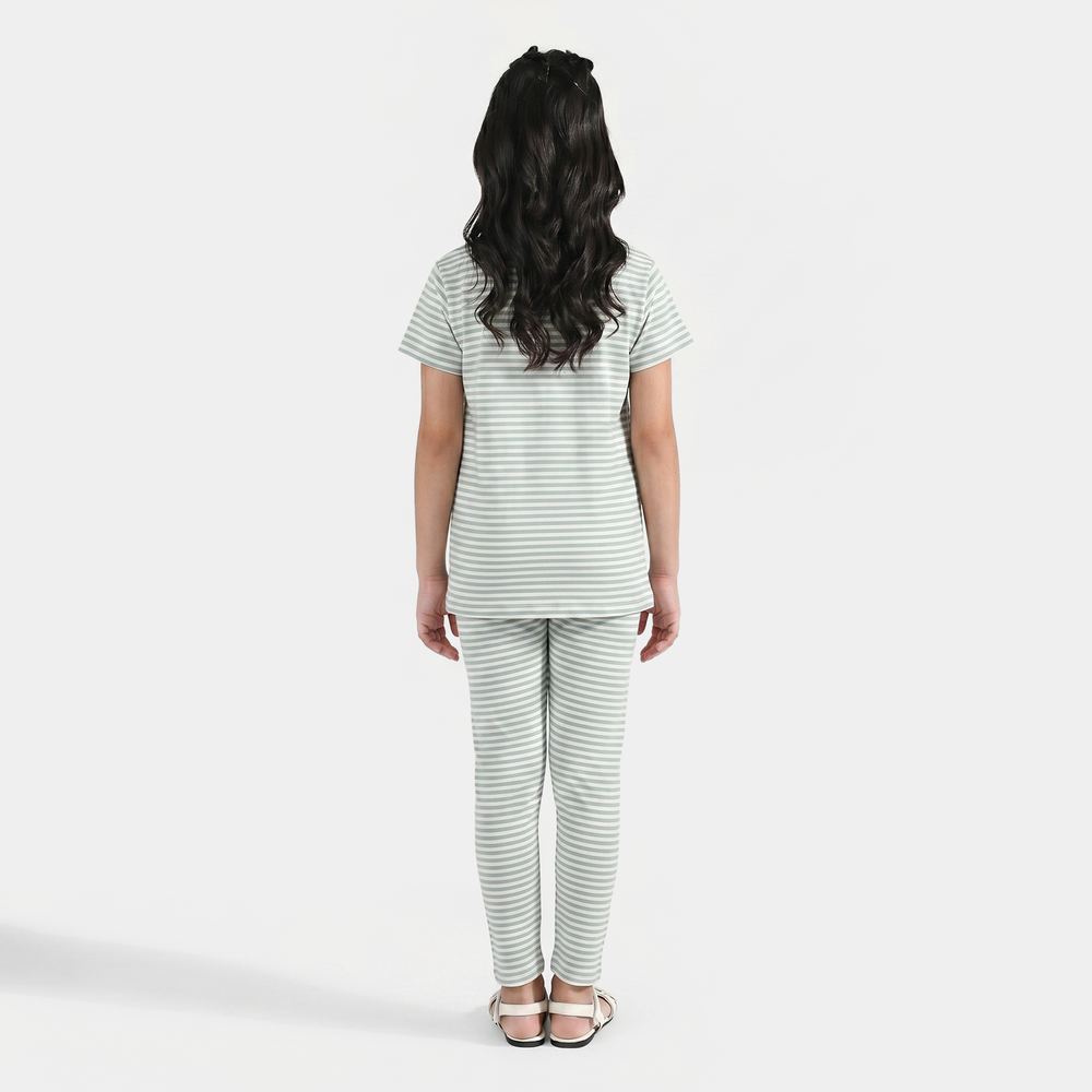 Girls PC Jersey Night Suit (Stitch) - Green