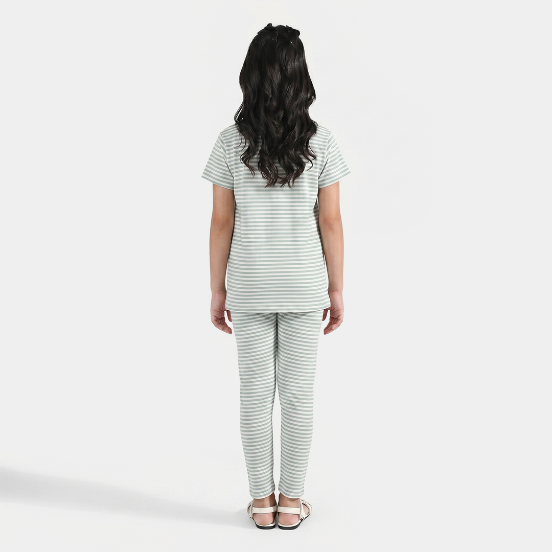 Girls PC Jersey Night Suit (Stitch) - Green