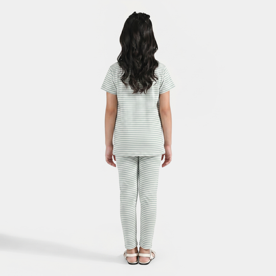 Girls PC Jersey Night Suit (Stitch) - Green