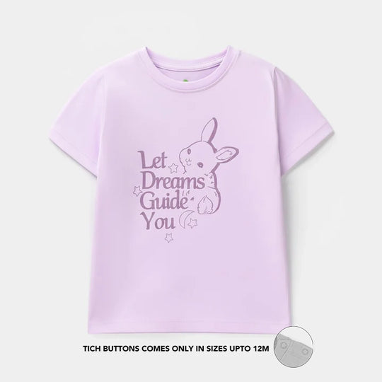 Infant Girls Poly Cotton Jersey Night Suit - Purple