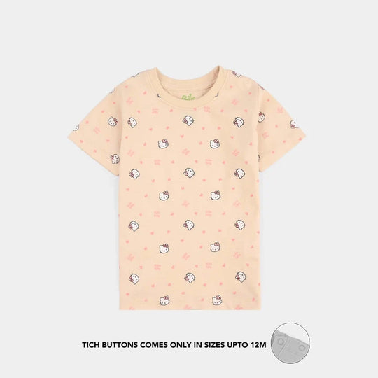 Infant Girls PC Jersey Night Suit (Character) - Sand