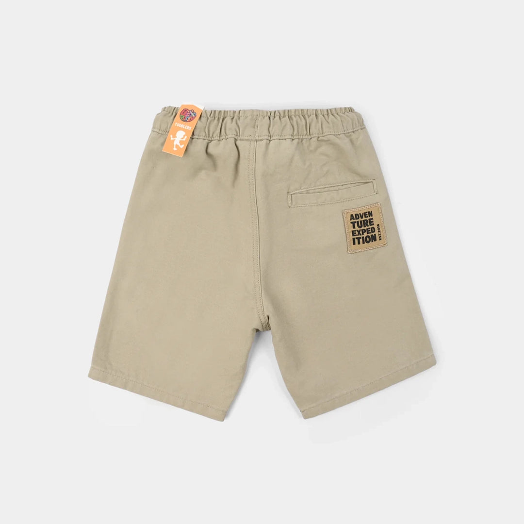 Boys Cotton Twill Shorts - Brown