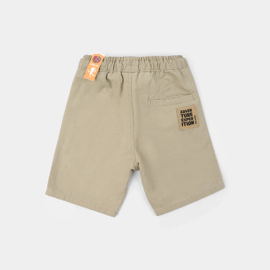Boys Cotton Twill Shorts - Brown
