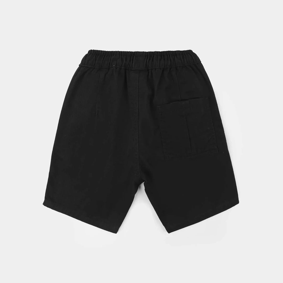 Boys Cotton Twill Shorts - Black